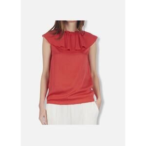 Maje Red Ruffle Lierro Blouse
